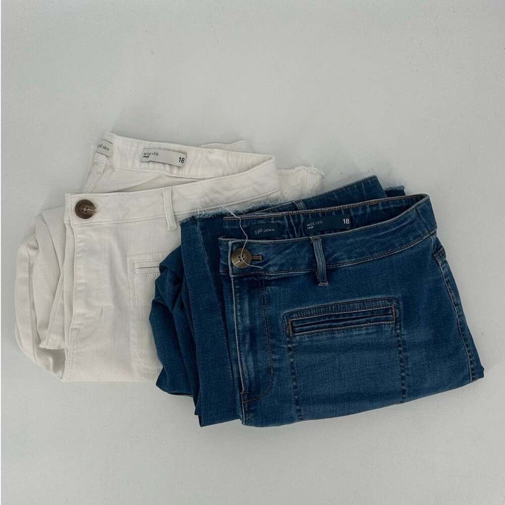 J. Jill Wide Leg Crop Jeans Bundle of 2 White Blue Denim Plus Size 18 High Rise